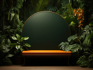 Unbelievable Wooden podium in tropical forest background for product presentation