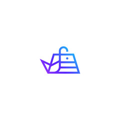 Bird in shopping bag logo design concept.