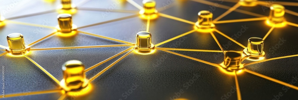 Poster a close-up of interconnected nodes and lines, symbolizing a network or digital connectivity.