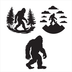 set of vector bigfoot silhouette