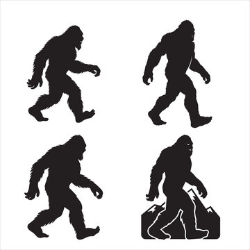 set of vector bigfoot silhouette