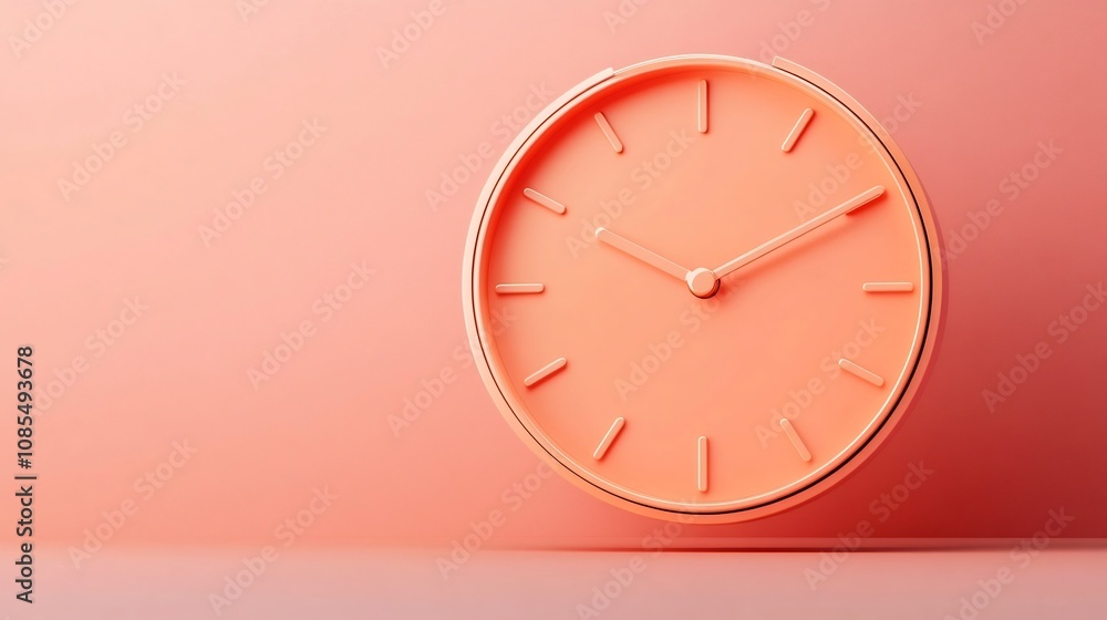 Aufkleber minimalist 3d of a red clock icon with simple hour and minute hands