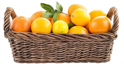 Large Woven Basket Overflowing with Assorted Citrus Fruits