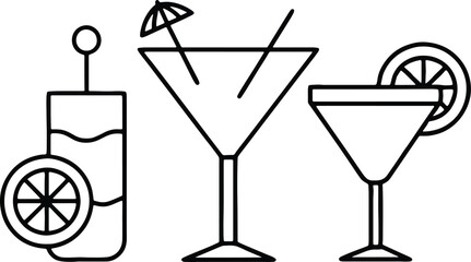 set of cocktails