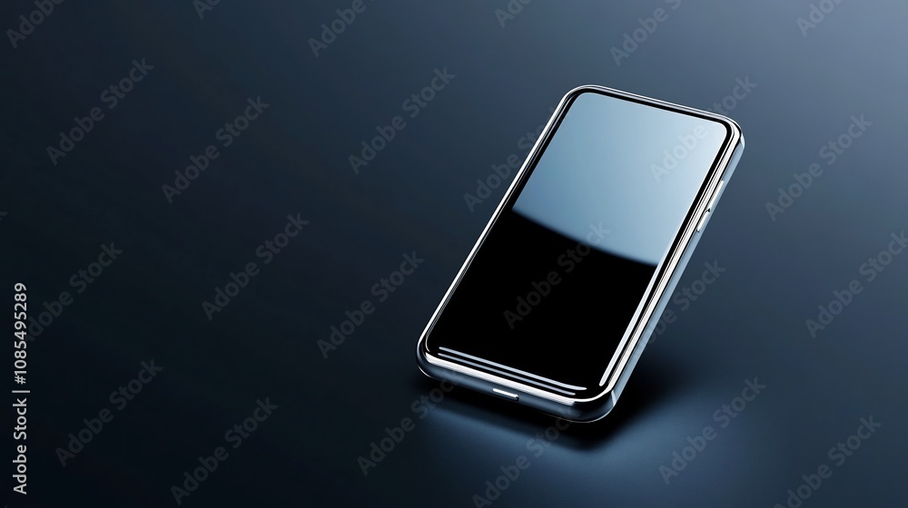 Poster minimalist 3d smartphone icon with outlined screen display