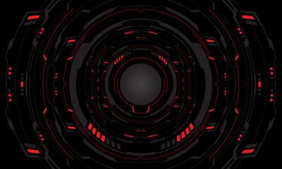 Set of sci fi red grey cyber line circle system technology futuristic design modern creative on black background vector