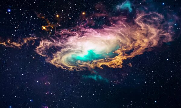360 degree space background with nebula and stars, equirectangular projection, environment map. HDRI spherical panorama.