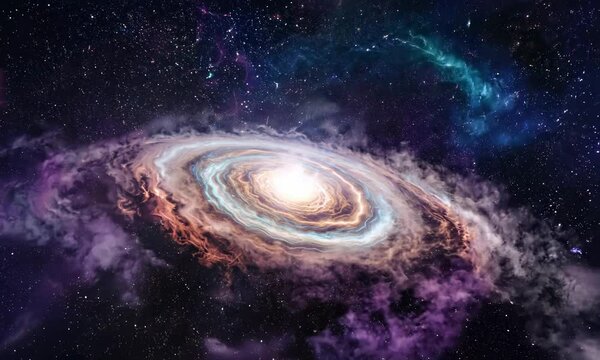 360 degree space background with nebula and stars, equirectangular projection, environment map. HDRI spherical panorama.
