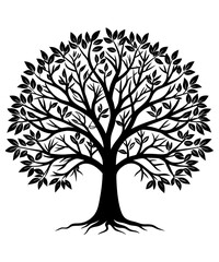 Black Silhouette Tree Vector. Forest Vector illustration