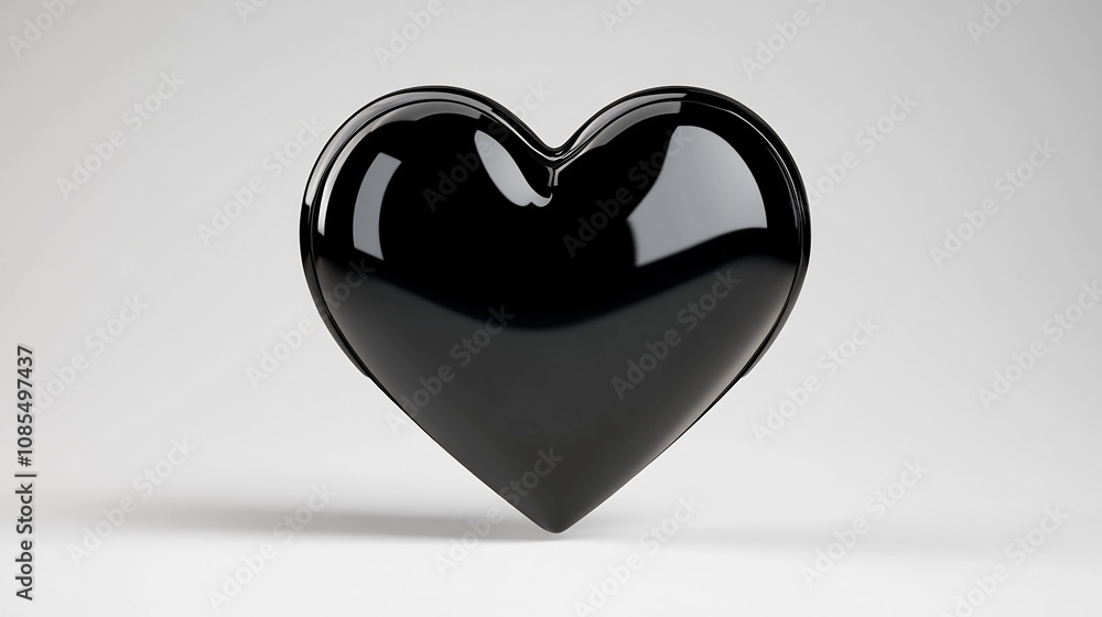 Poster smooth edged heart symbol icon in monochrome 3d