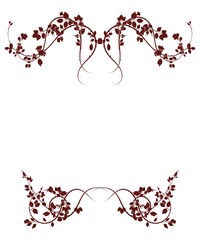 frame in red tones with roses pattern decoration