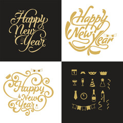Happy New Year illustrator vector style