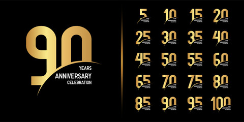 Premium anniversary logotype set. Golden anniversary celebration emblem design .