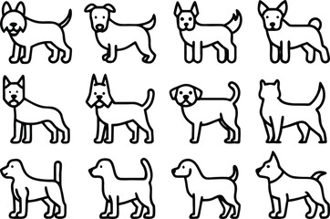 set of dogs silhouettes