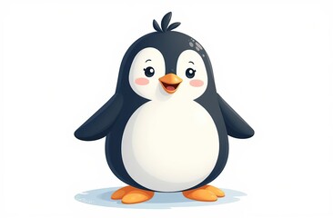 Obraz premium Cute cartoon penguin celebrating World Animal Day in a bright and cheerful setting on white background
