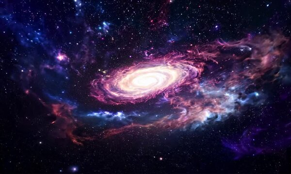 360 degree space background with nebula and stars, equirectangular projection, environment map. HDRI spherical panorama.