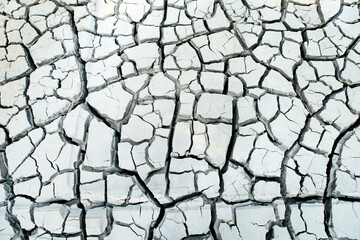 Dry, Cracked Earth Surface with Intricate Patterns Highlighting Effects of Drought and Climate Change on Soil in Arid Environments