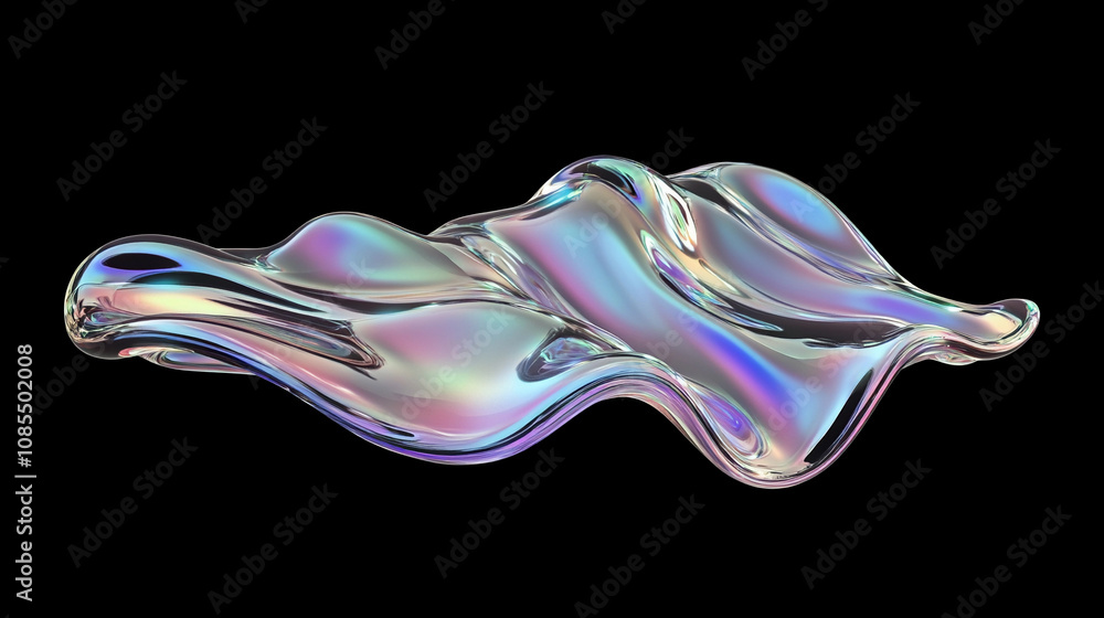 Poster colorful abstract wave shape with reflective surface