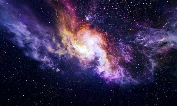 360 degree space background with nebula and stars, equirectangular projection, environment map. HDRI spherical panorama.