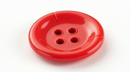 Fototapeta premium Detailed Realistic Red Sewing Button Isolated on White Background