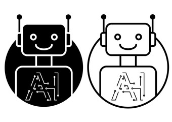 ai robot icon, artificial intelligence icon sign symbol logo illustration, isolated on white