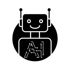 ai robot icon, artificial intelligence icon sign symbol logo illustration, isolated on white