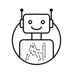 ai robot icon, artificial intelligence icon sign symbol logo illustration, isolated on white