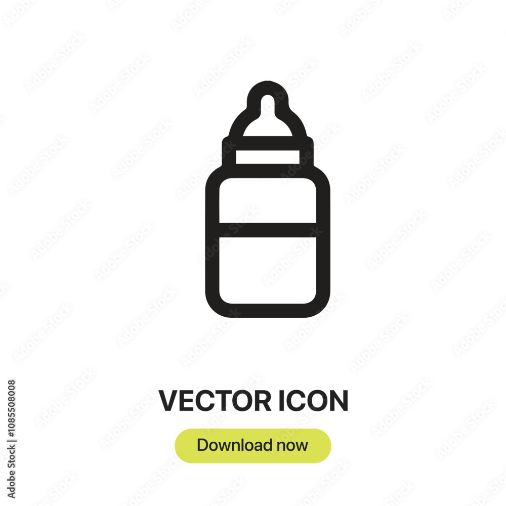 Poster Feeding Bottle icon vector. Linear-style sign for mobile concept and web design. Feeding Bottle symbol illustration. Pixel vector graphics - Vector.	