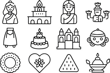 set of wedding icons