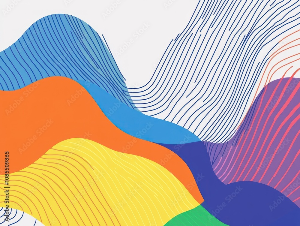 Aufkleber abstract design featuring colorful, wavy patterns with lines, creating a dynamic visual effect.