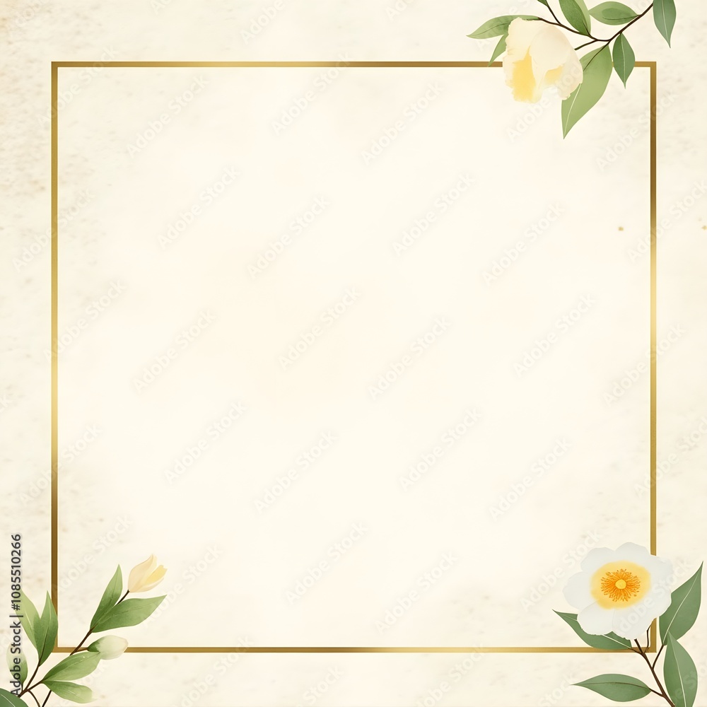 Poster background with frame and flowers. generative ai