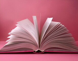 open book on pink background