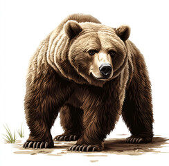 Obraz premium Isolated brown bear in the wild on white 