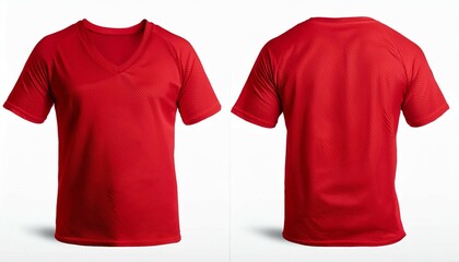 red t shirt mock up isolated on white background front and back view