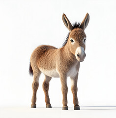 Fototapeta premium cute donkey standing on a white background