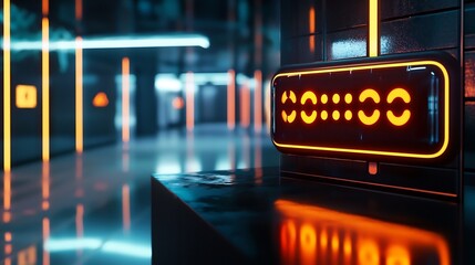 Futuristic Customer Feedback Terminal with Sentiment Analysis Displayed in Glowing Emojis