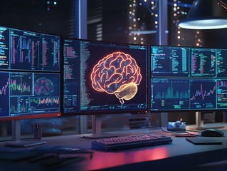 Digital Brain Monitoring Sentiment Heatmaps in Data Lab for Emotional Trend Analysis