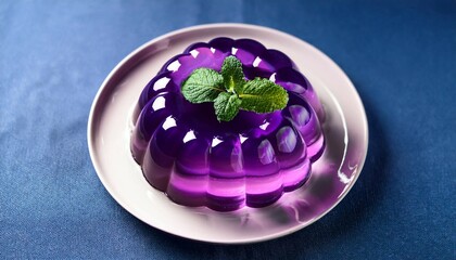 transparent pudding made of purple fruit jelly top view