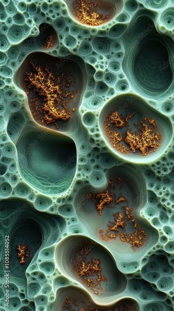 Aufkleber close-up view of microscopic structures with organic textures.