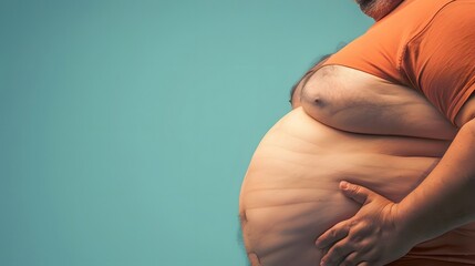 A close-up of a person with a prominent belly, highlighting body positivity and self-acceptance.