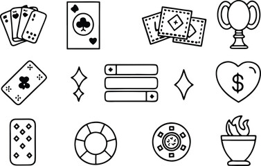 set of icons of casino