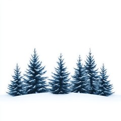 Winter landscape featuring snow-covered evergreen trees in a serene natural environment captured in a calm and peaceful view