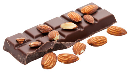 Chocolate with hazelnuts transparent background