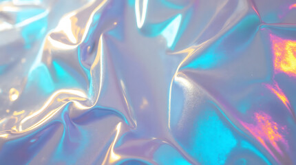 abstract background texture of holographic foil with rainbow colors, including blue, purple, and yellow - Textura de fundo abstrata de papel hologr&aacute;fico iridescente