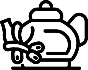 Teapot is brewing a soothing herbal infusion with sea buckthorn berries, promoting warmth and wellness