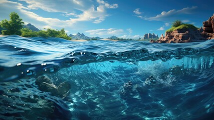 Illustration of sea waves to celebrate World Ocean Day  