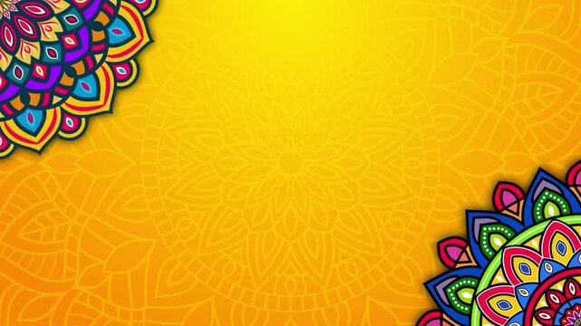 Simple Royal red Blank Horizontal Looping Animation Video Background with Intricate Mandala Line Decoration	