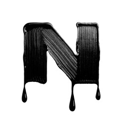 Letter N made of black paint stroke