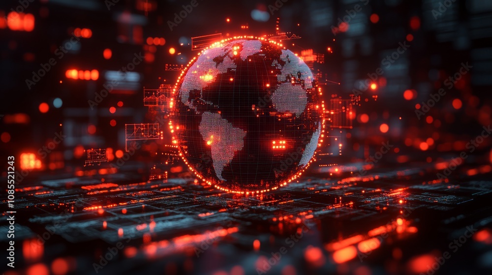 Aufkleber a digital globe surrounded by glowing data elements, representing global connectivity and technology