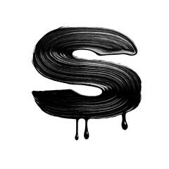 Letter S made of black paint stroke